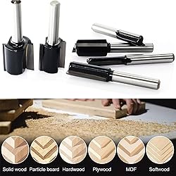 6Pcs Straight Router Bit Set 1/4 Shank, Double
