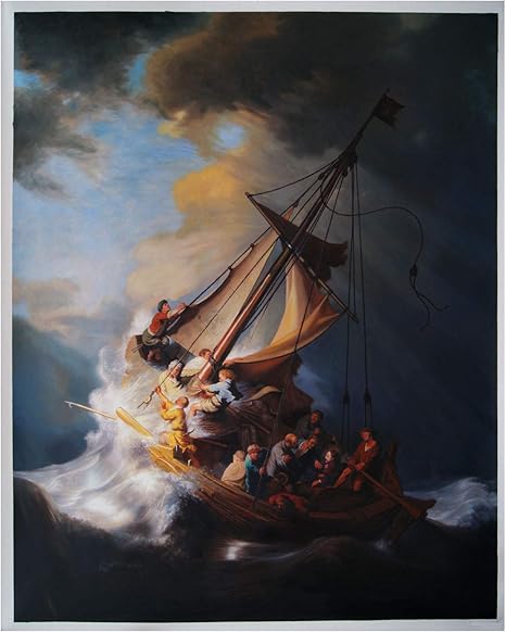Amazon.com: Various Artists The Storm on The Sea of Galilee - Rembrandt Van  Rijn Hand-Painted Oil Painting Reproduction, Jesus Calming Waves of sea,  Saving Men's Lives (62.99 x 50.39 inches): Paintings