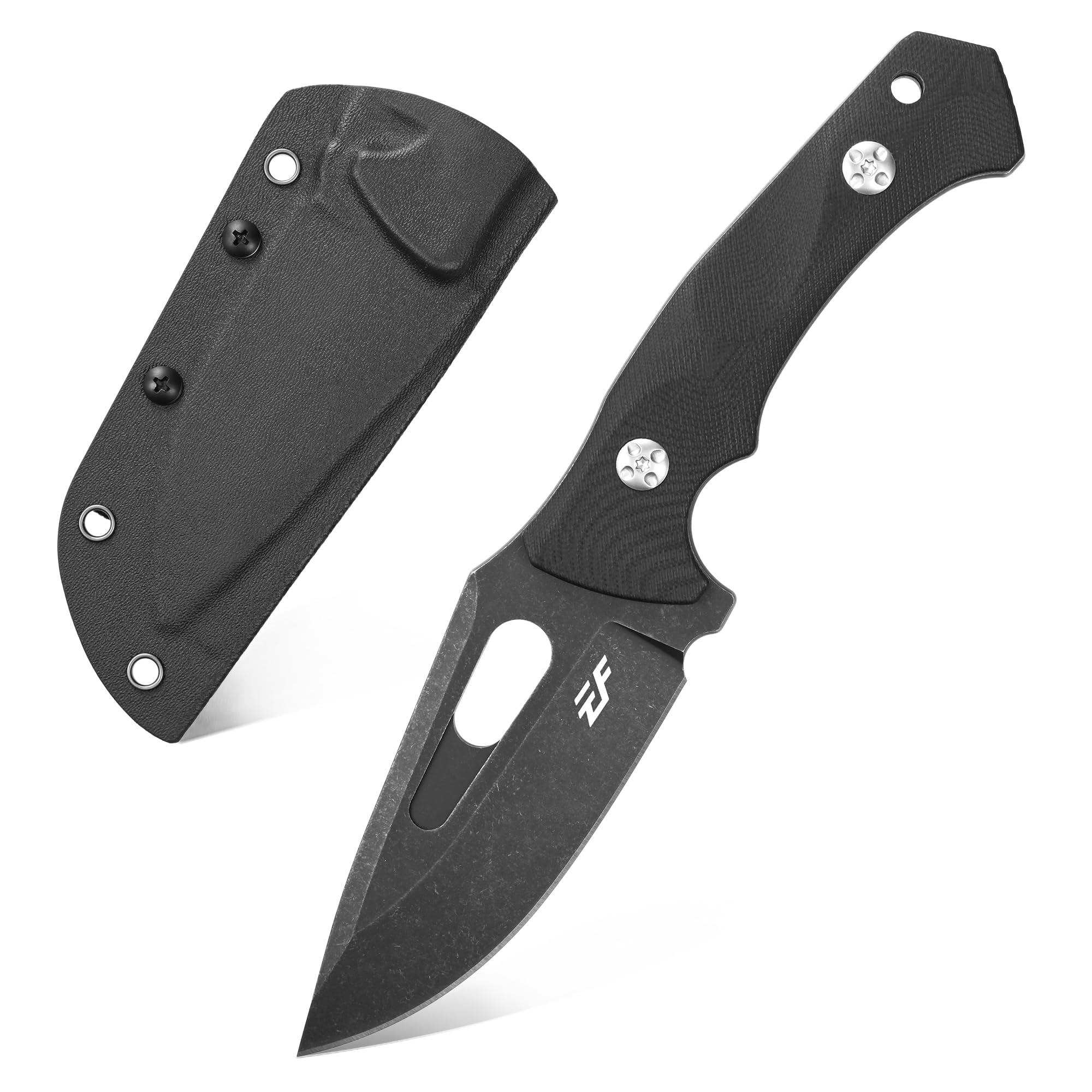 Photo 1 of Eafengrow EF109 Fixed Blade Knife D2 Steel Blade G10 Handle Field Utility Knife with Kydex Sheath for Outdoor Camping Hiking (Black)