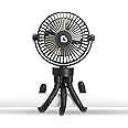 Munchkin Stroller Fan - Portable Fan for Travel, Baby Gear Accessory with 4 Speeds, Flexible Clip-on Leg Attachment, Rechargeable Battery, Black with Multicolored LED Lights