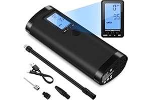 VEEAPE Air Compressor Portable Tire Inflator, Electric Bike Pump 120PSI Air Pump with Pressure Gauge, Heat Dissipation, Recha