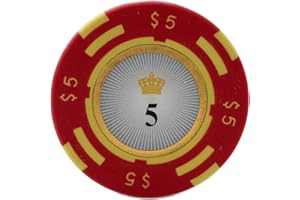 Versa Games Crown Casino Clay Poker Chips in 13.5 Gram Weight - Pack of 50 (Choose Colors) (Red)
