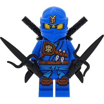 LEGO Ninjago Minifigur Jay Knee Pads (aus Set 70749) mit 4 GALAXYARMS Schwertern