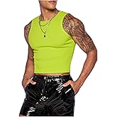 GORGLITTER Men's Cropped Tank Top Y2K Sleeveless Crop Top Slim Fit Muscle T Shirts Fashion Workout Rave Streetwear