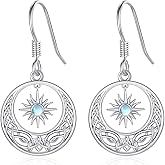 Star Earrings for Women 925 Sterling Silver Star Dangling Drop Earrings with Moonstone/Zircon Jewelry Gifts for Women