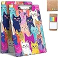 Plastic Clipboards, 9 x 12.5 Clip Boards with Low Profile Clip, Cute Clipboard Clip Board Stardard A4 Letter Size for Classroom,Office,Students,Women,Kids,with Notes,Colorful Cats