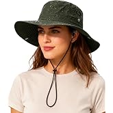 Wide Brim Waterproof Bucket Rain Hat for Women Men UPF50+ Cowboy Sun Hat | UPF 50+ waterproof nylon, 3.15 in brim, side snaps, 4 vents, cotton sweatband, rear adjuster, chin cord, and foldable design