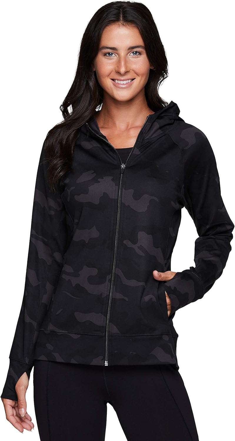 RBX Active Women's Athletic Performance Peached Ultra Soft Zip Up Running Jacket with Pockets: Clothing