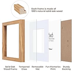 6x6 Picture Frames, Solid White Oak Wood Frame 6 x