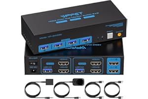 HDMI KVM Switch Dual Monitor 2 Port 4K@60Hz 2 Monitors 2 Computers USB 3.0 KVM Switcher PC Extended Display for 4 USB Devices