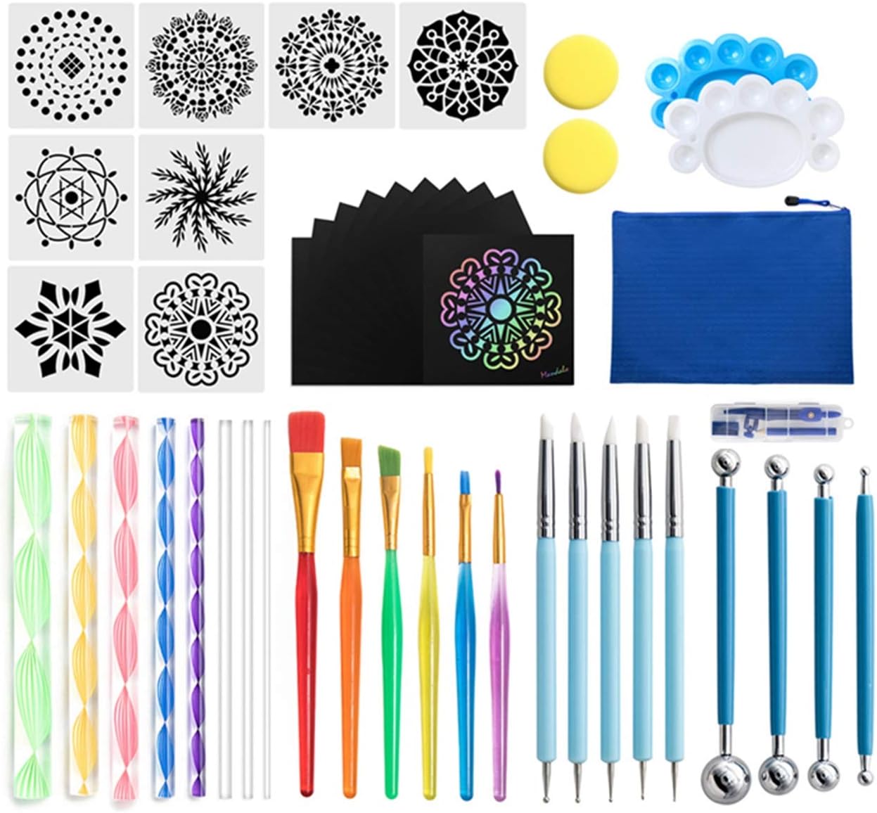 Amazon Co Jp 曼荼羅ドットアート マンダラドットツール 48点セット 日本語入門書付き ドット絵の具セット マンダラロック アクリル ドットアート 絵具 曼荼羅ドット Diy 工具 ガーデン