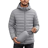 COOFANDY Mens Packable Puffer Jacket Lightweight Hooded Insulated Winter Coat Windproof Zipper Down Jacket