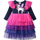 DXTON Toddler Girls Dress Long Sleeve Tutu Winter Birthday Party Dress for Little Girl 3-8T