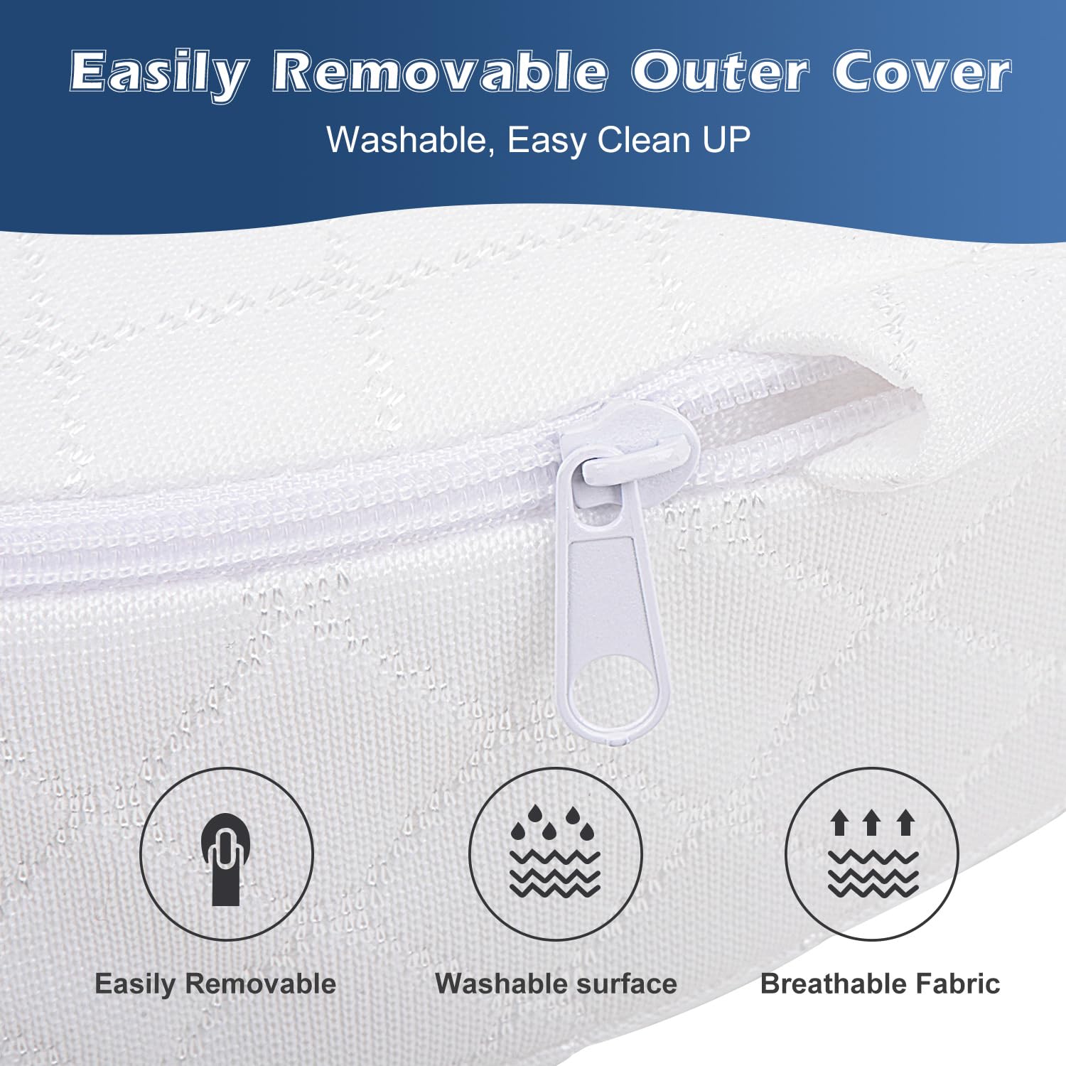 Baby Wedge Pillow for Newborn, Incline, Waterproof, Pregnancy Wedge, Premium Foam with Removable Cover, 15 x 12 x 2.6 inches