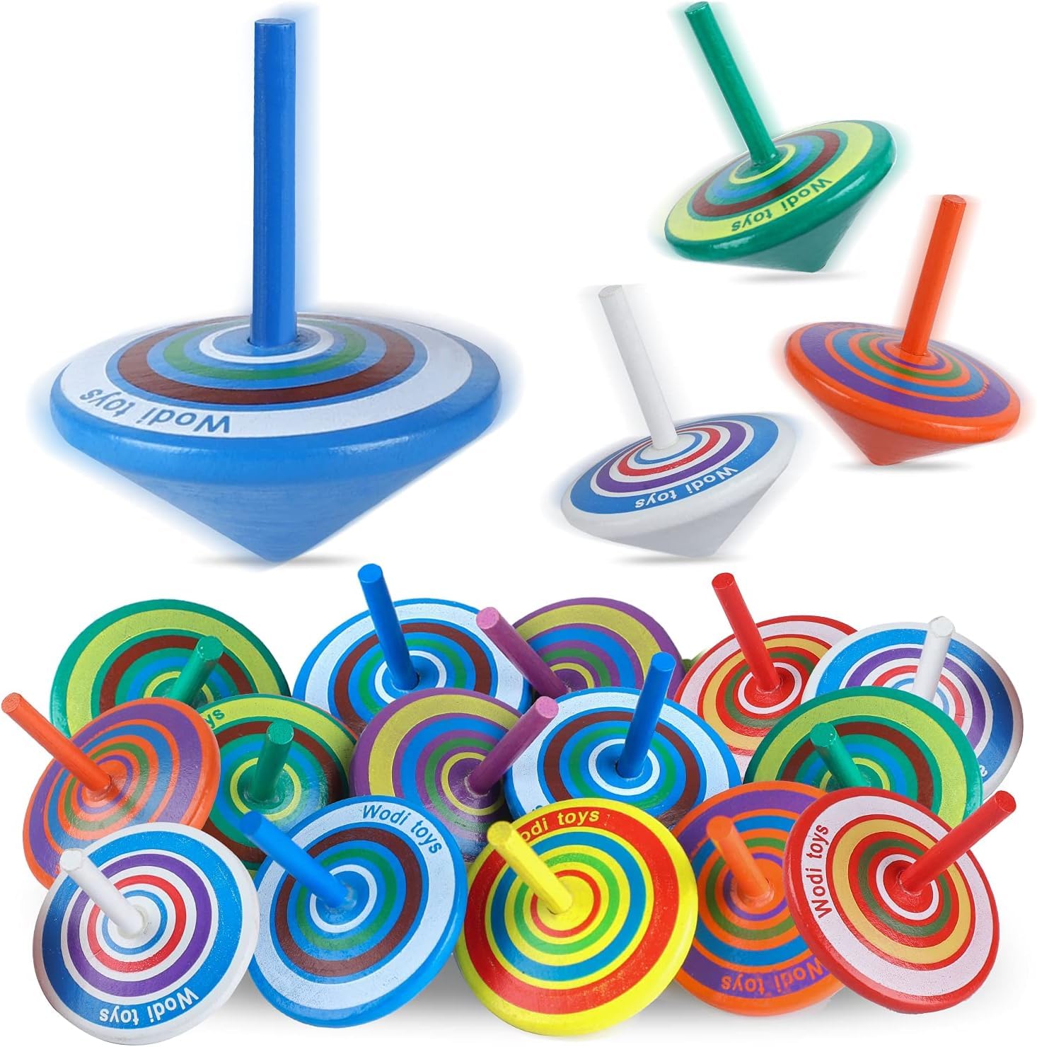 LISOPO Party Bag Children's Birthday Wooden Spinning Top Toy Colourful Toy Spinning Top Party Bag Filler Party Decoration Accessories (15)