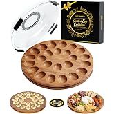 Sevenblue Wooden Deviled Egg Containers with Lid, 2-in-1 Charcuterie Board | Double-Sided Locking Design, Acacia Base with 24 Slots, Portable Deviled Egg Platter Carrier Trays for Party &amp; Home Kitchen