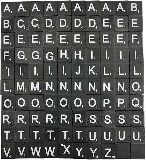 Weddecor Wooden Alphabet Tiles With Black Letters Numbers For Board Game Pendant Art Craft Diy Projects Fashion Accessory Home Decor Black 100pcs Amazon Co Uk Kitchen Home