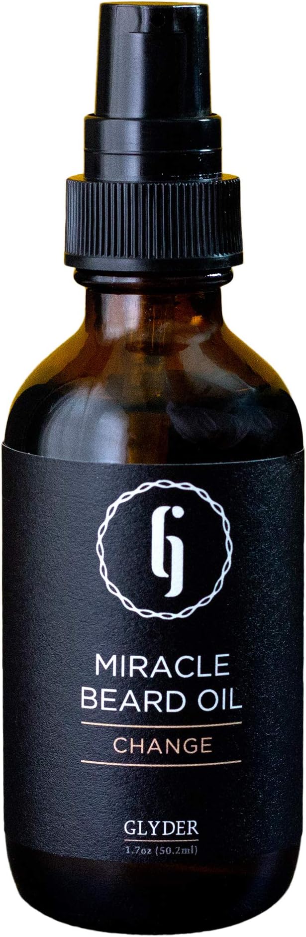 Glyder Change Edition Organic Miracle Beard Oil with Argan, Vitamin E, & Essential Oils | 100% All-Natural & Vegan | For Softening & Nourishment (1.7 oz)