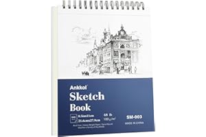 ANKKOL Sketchbook 8.5x11 Inch,100 Sheets Sketch Pad, Pack of 1 (68 lb/100gsm) Sketch Book, Acid-Free Drawing Paper, Perfect for Most Dry Media, Ideal for Kids, Teens & Adults.