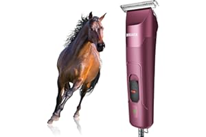 DODAER Professional Grooming Electric Corded 2-Speed Horse Clipper with Detachable Blade - Cool & Quiet Running Design - Includes Size T84 Blade for Complete Horse Grooming - Burgundy