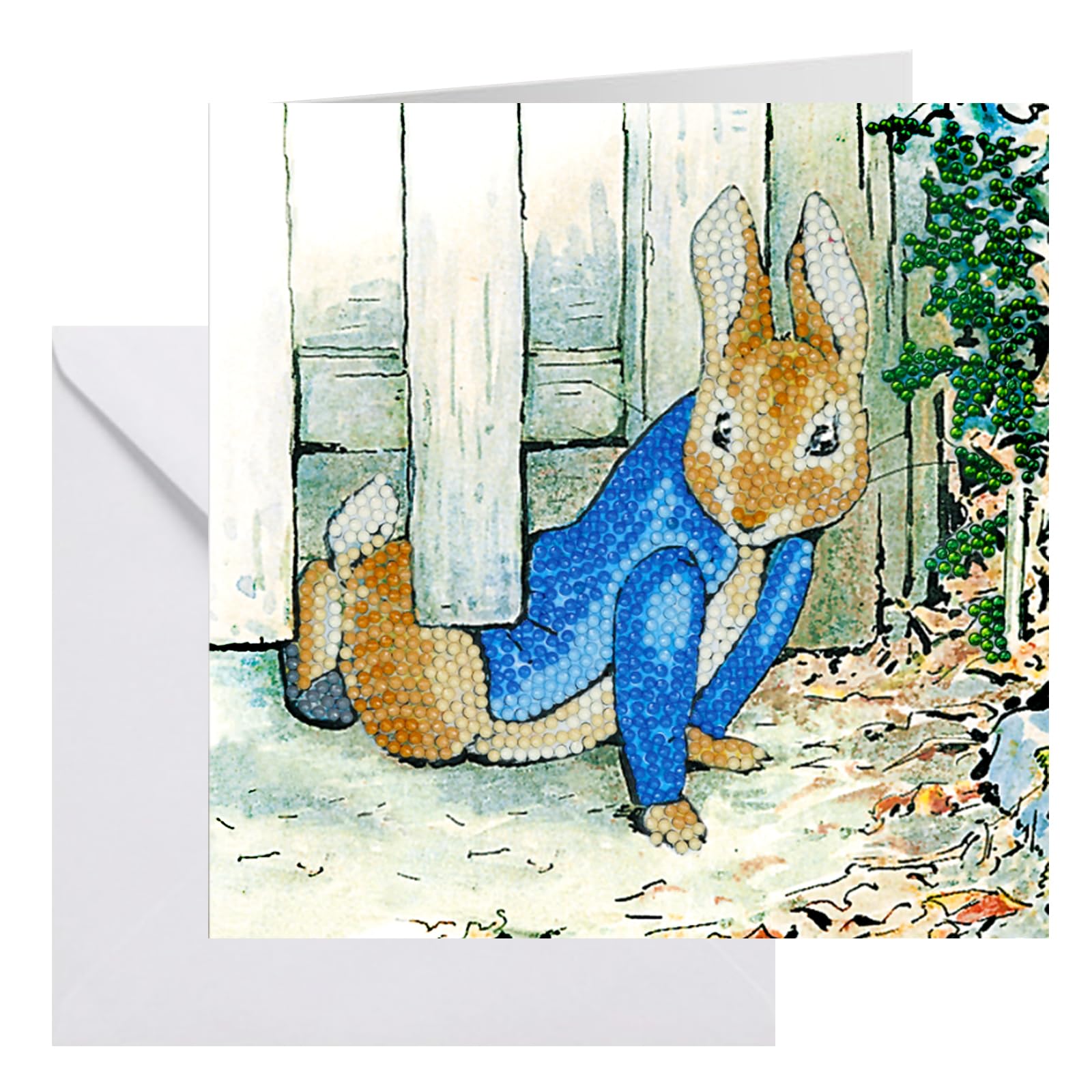 CRYSTAL ART Peter Rabbit Under The Fence Card 18x18cm