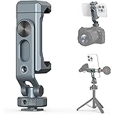 VRIG PH-18 Metal Phone Tripod Mount, 360° Phone Holder for Camera with 2 Cold Shoe Mount & 1/4" Screw Holes Compatible with iPhone Samsung for Vlog Live Stream Video Recording