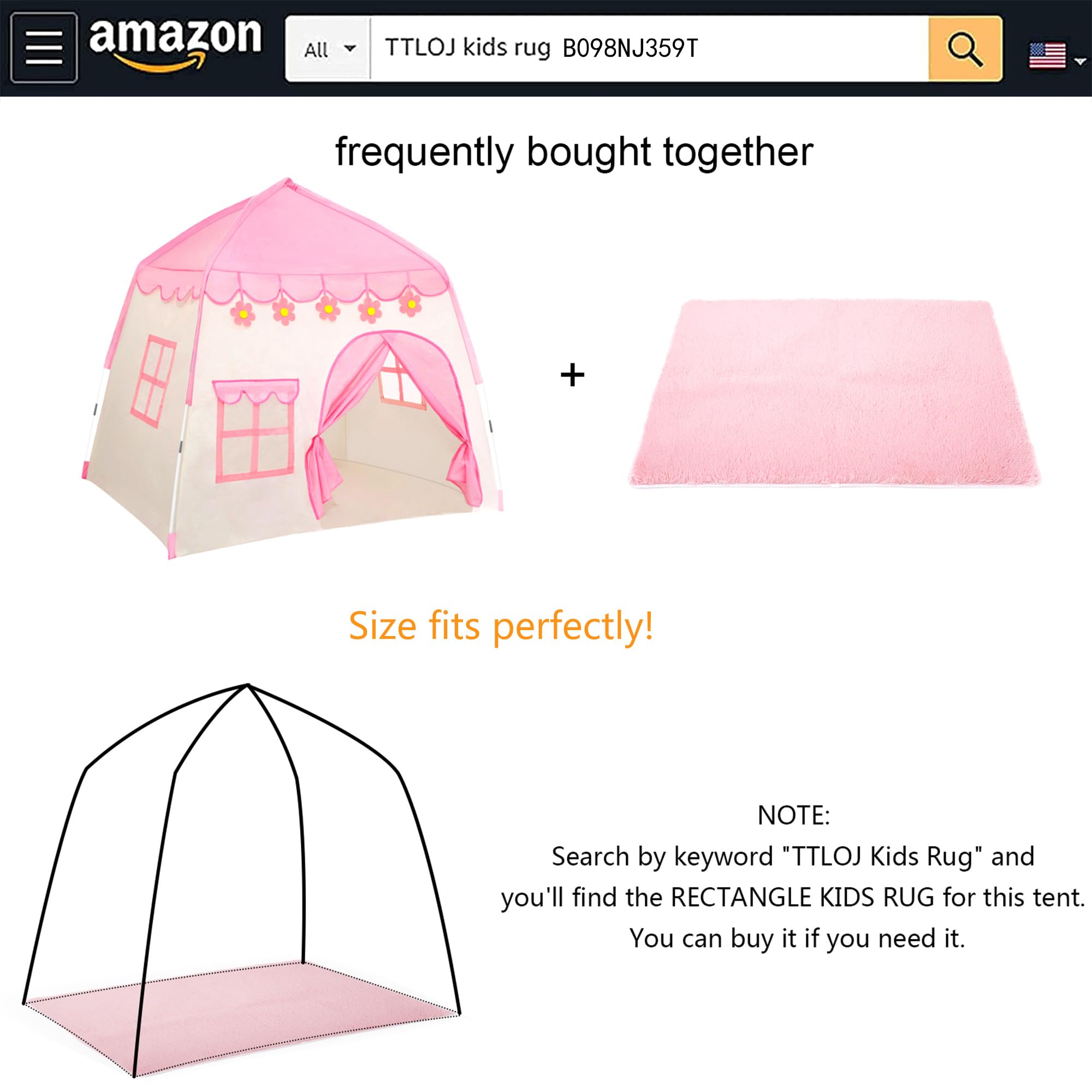 TTLOJ Kids Gift Play Tent with Small Lights, Princess Crown & Wand, for Girls Boys, Princess Playhouse, Pink Castle, Fairy Tale Teepee Tent, Indoor Outdoor, Birthday