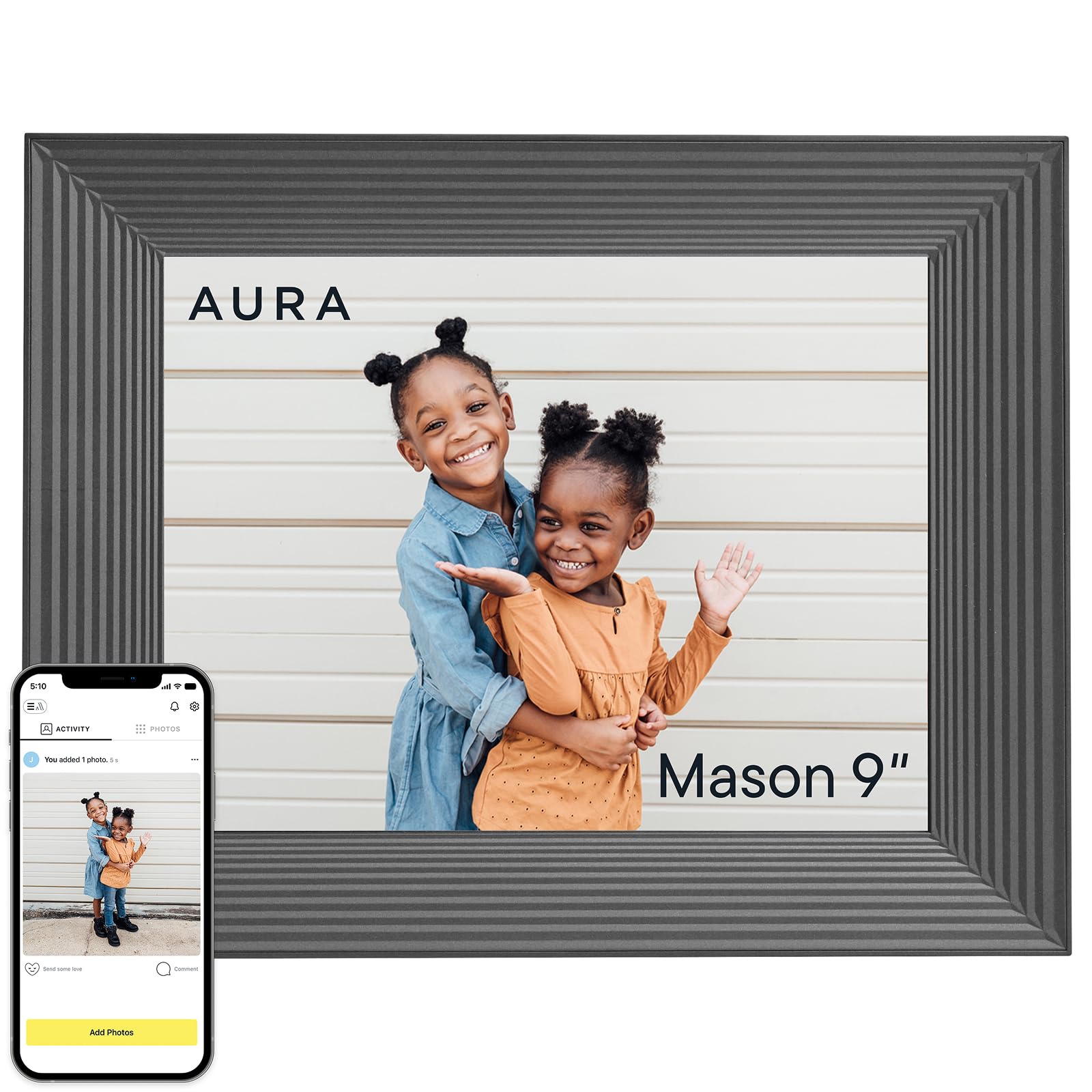 Aura Mason HD Smart Digital Picture Frame 9 Inch WiFi Cloud Digital Photo Frame, Free Unlimited Storage, Send Photos from Anywhere - Graphite商品画像