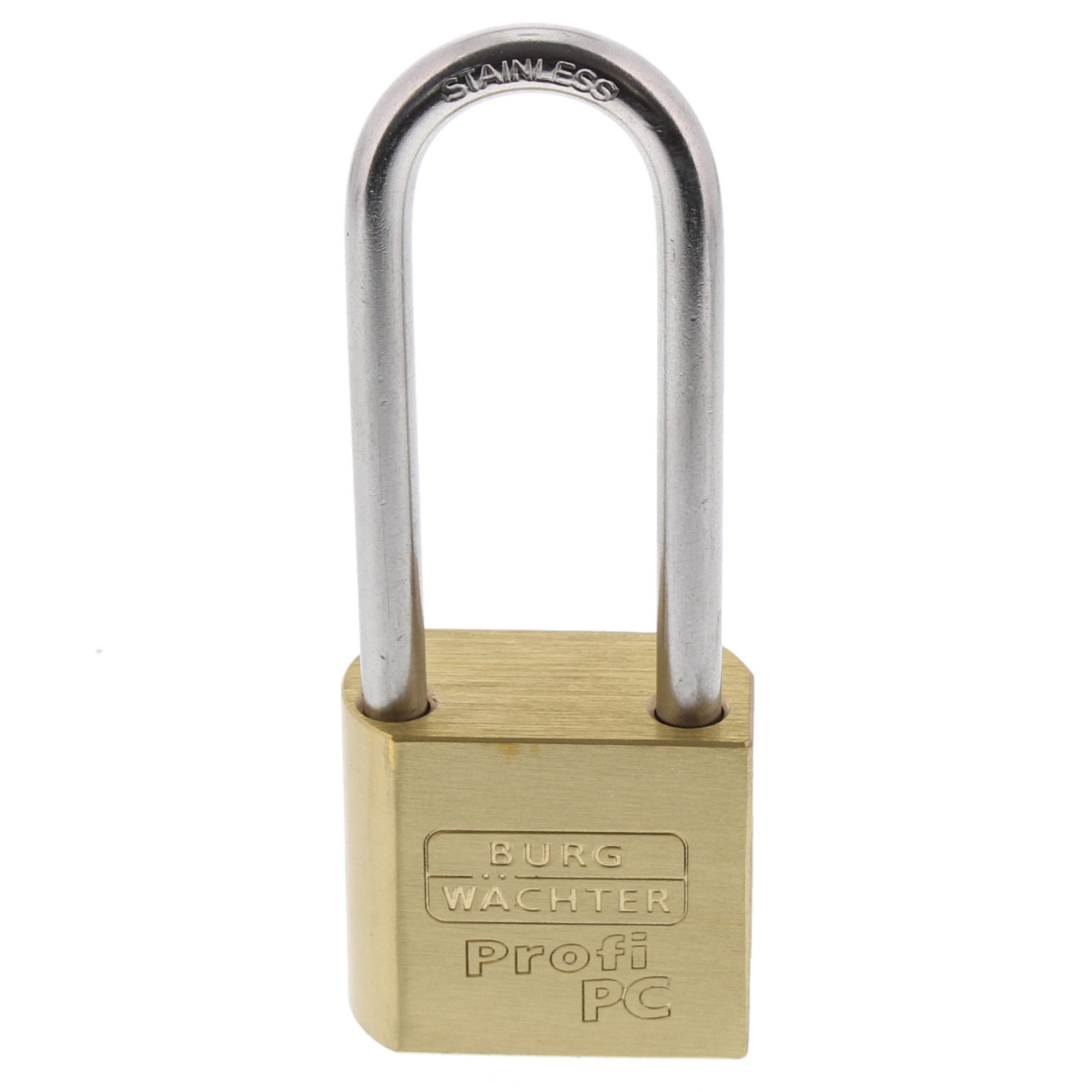 Burg-Wächter 116 PC 50 HB 80 NIRO Padlock Body Without Cylinder 8 mm Shackle Thickness 2 Keys Brass