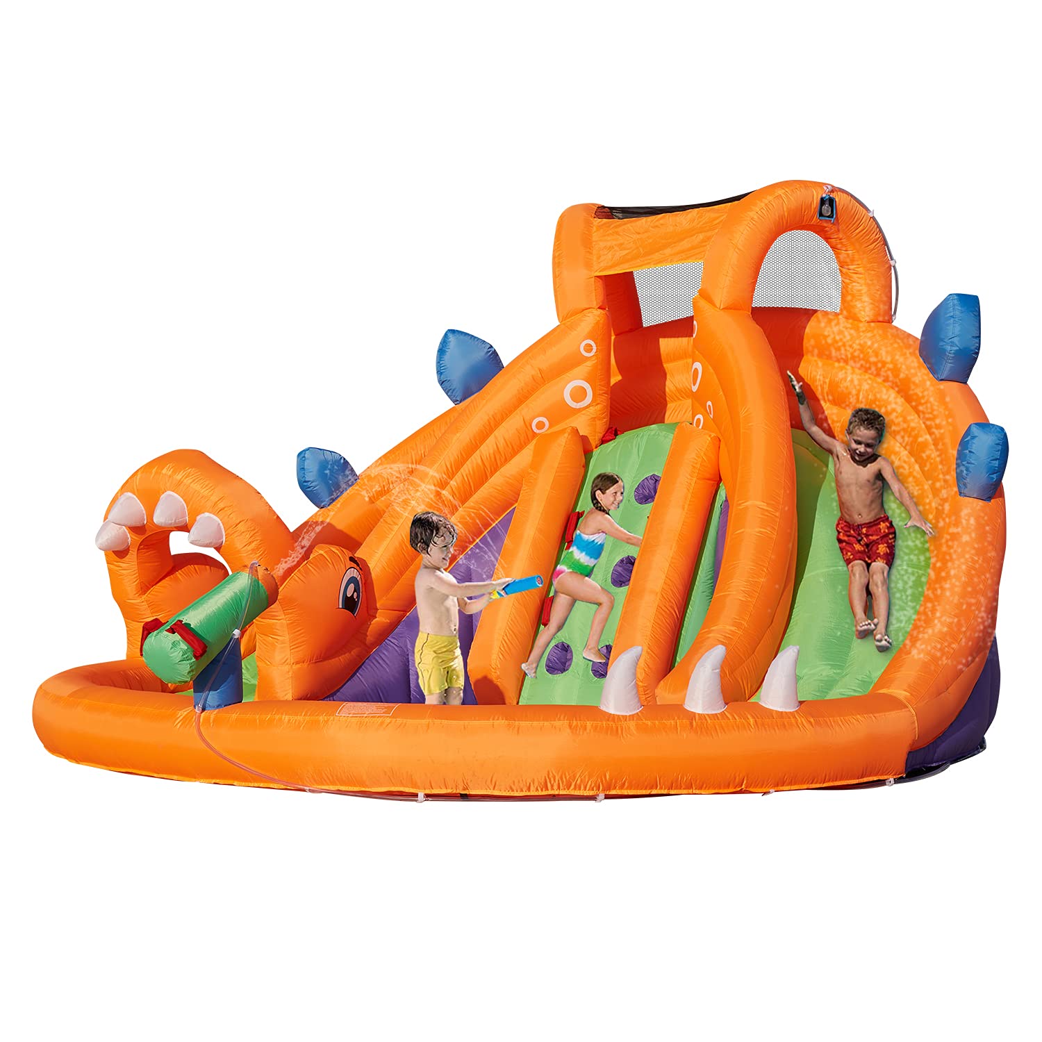 Kids Inflatable Bounce House with Air Blower Toddler Jumper Bouncy Castle with Water Guns Outdoor Ju