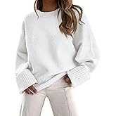 PRETTYGARDEN Women's Fall Oversized Sweaters Casual Crewneck Pullover Long Sleeve Fuzzy Chunky Knit Tops Blouse