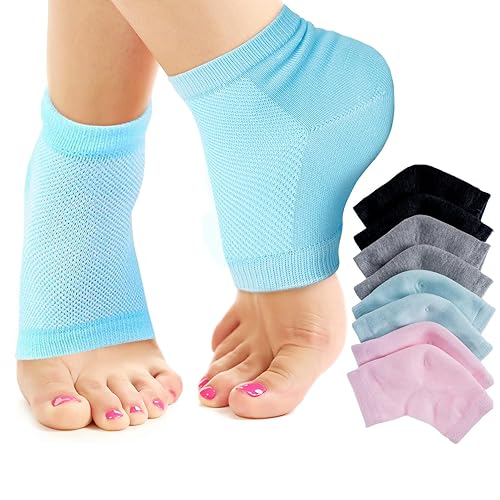 Nado Care Pairs Heels Moisturizing Socks for Dry Cracked Heels Repair  Moisturizing Gel Heel Sleeves Open Toe Comfy Socks Day Night Pink, Blue, 