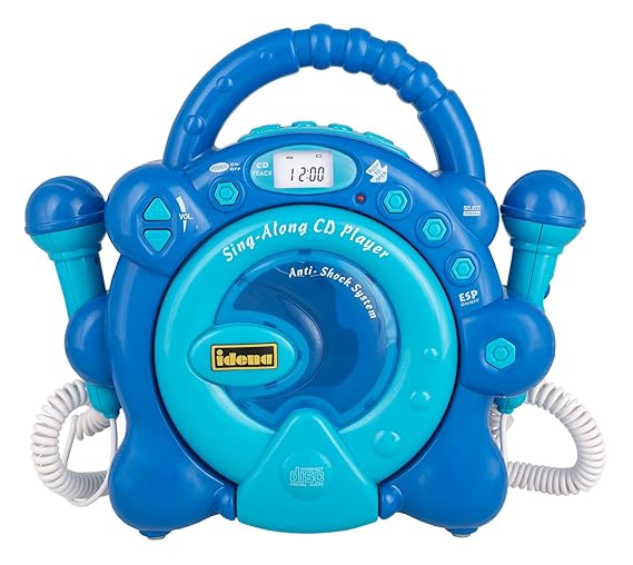 Idena Sing Along CD Player with 2 Mics & LED Display Blue Amazon.co