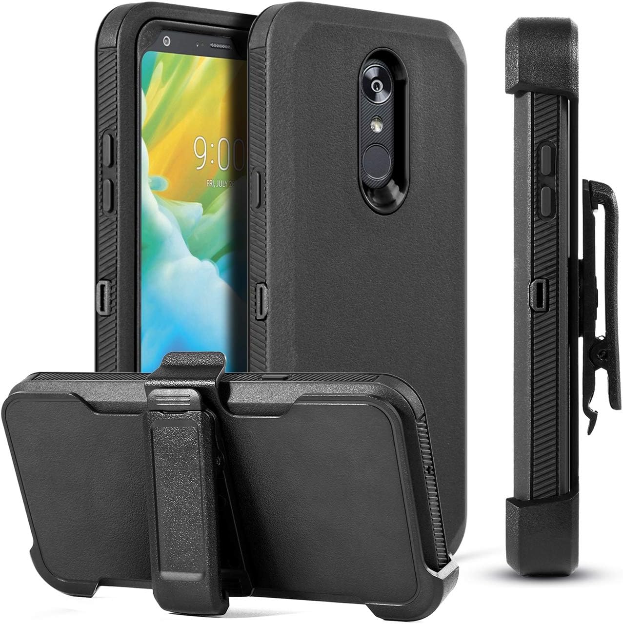 Best lg stylo 3 hybrid shockproof armor rugged hard case cover clip