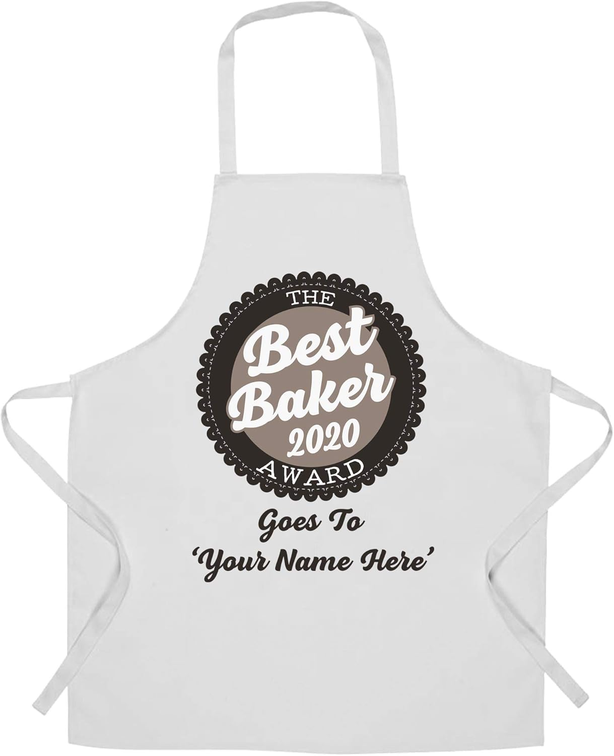 Custom Chef's Apron Best Baker 2020 Award Goes To 'Name' Personal Retro Chef White One Size