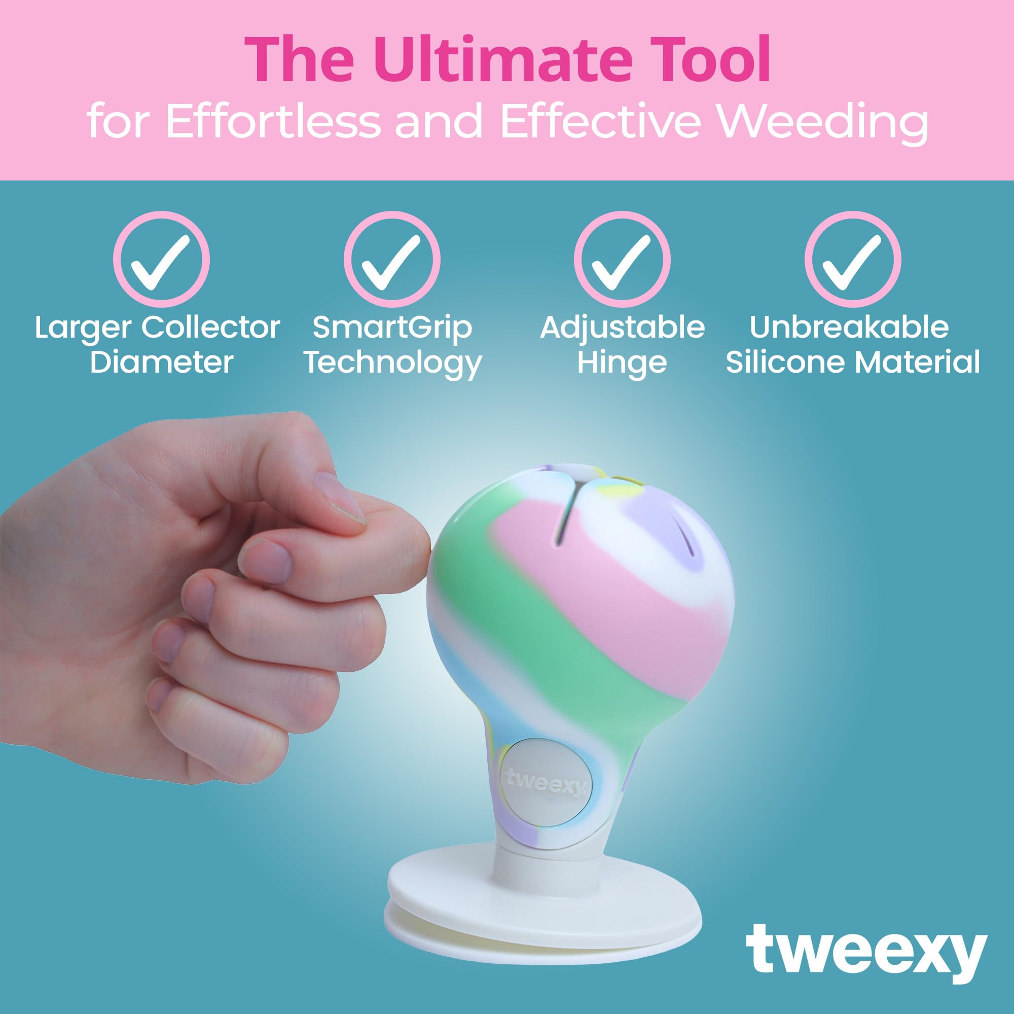 Tweexy Hinge Untippable Vinyl Weeding Scrap Collector | IntelliStick Anti-Spill Airlock Suction | HTV Crafting Adhesive Paper Sheet Holder | Tools for Vinyl (Large, Unicorn)