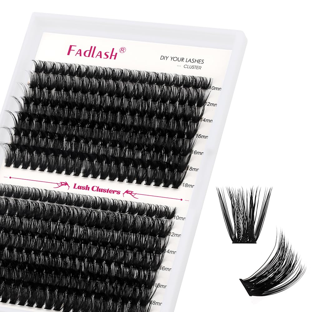 FADLASH 280pcs 0.07mm D Curl 10-18mm Mixed Clusters Natural Look Fluffy Wispy Volume Lashes Tray DIY Eyelash Extensions — image 1