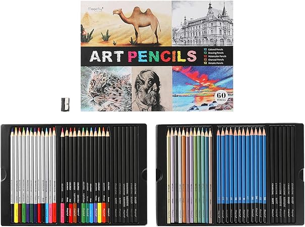 Magicfly 60pcs Crayon De Couleurs Professionel Adultes Et Enfants