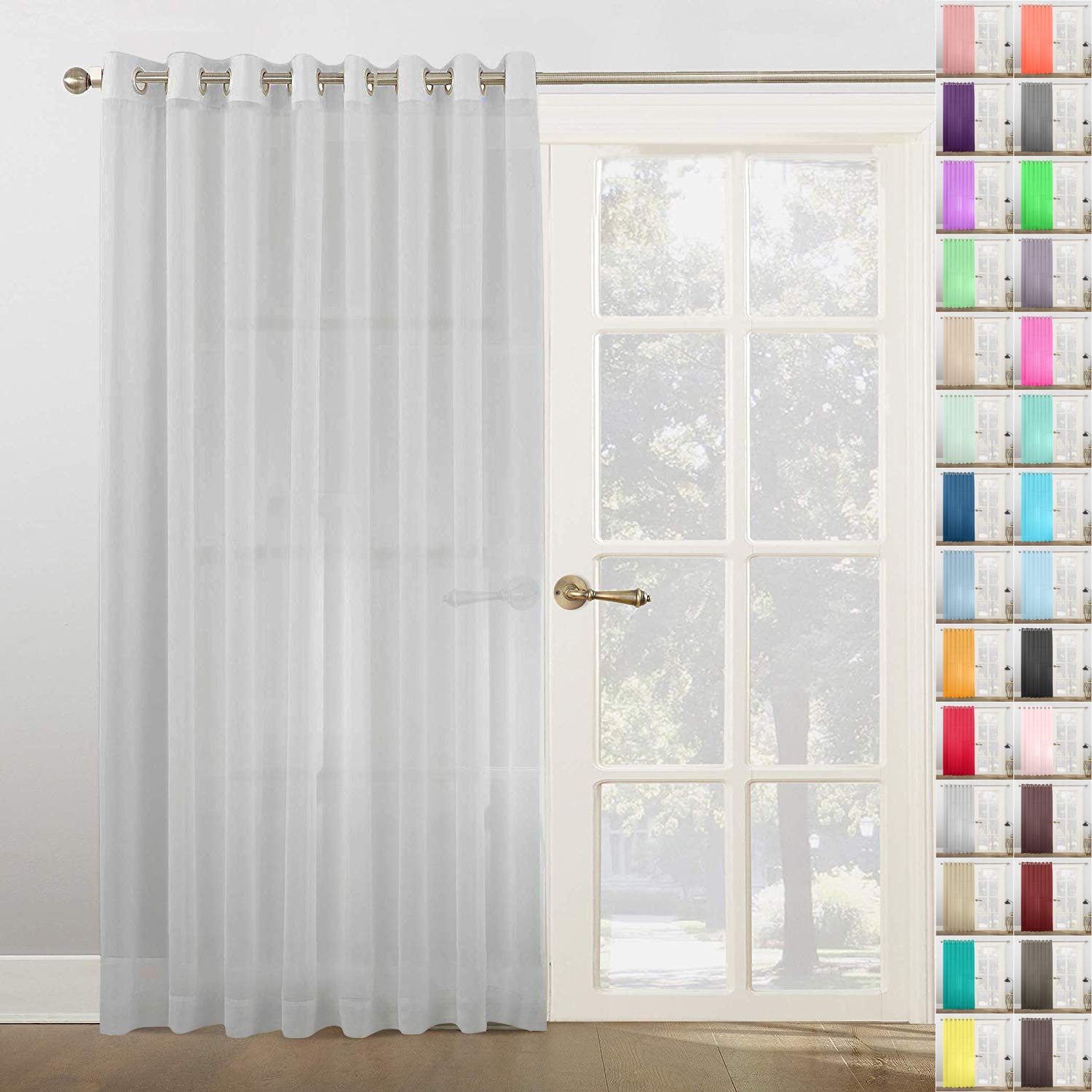 Megachest Woven Voile super wide metallic ring top Curtain 1 Panel (Silver, 116" wide X 90" drop)
