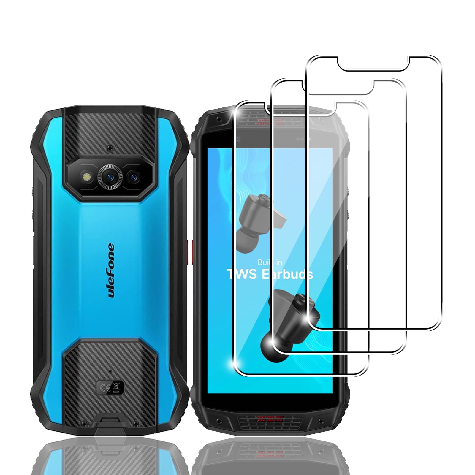 Kziwii Pack of 3 Phone Screen Protectors for Ulefone Armor 15 Tempered Glass Screen Protector HD 9H Hardness Anti-Scratch Anti-Bubble