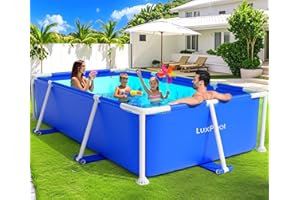 LUXPOOL Above Ground Pool, 2025 Upgraded Frame Deep Swimming Pool, Rectangle Family Pool, Large Above Ground Pool Easy Set, 7ft x 48in x 24in Outdoor Pool, Backyard Pool for Kids, Adults