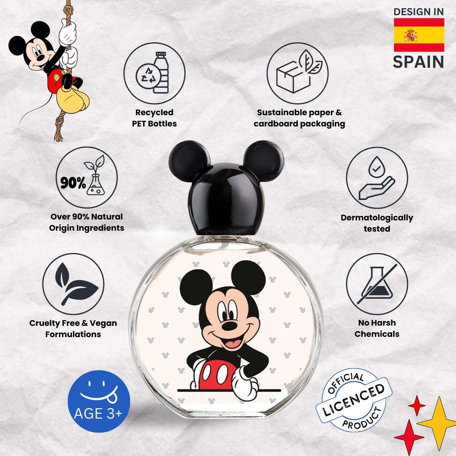 Mickey Mouse, Disney, Fragrance, for Kids, Eau de Toilette, EDT, 3.4oz, 100ml, Cologne, Spray, Made in Spain, by Air Val International