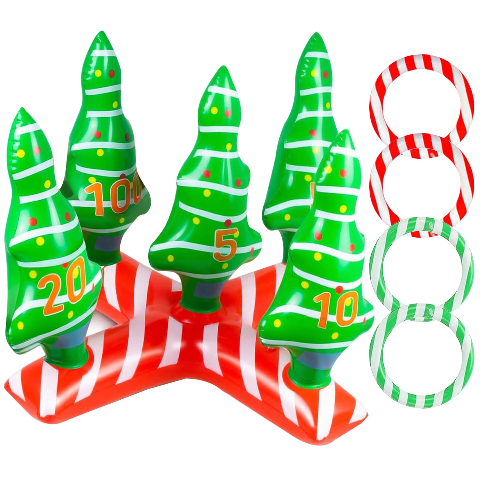 Kids Christmas Ring Toss Game Target Toy,Inflatable Christmas Tree Toss Game with 4 Rings for Christmas Family Game Xmas Party Favors Supplies for Kid Adult Family School Office Indoor Outdoor Game