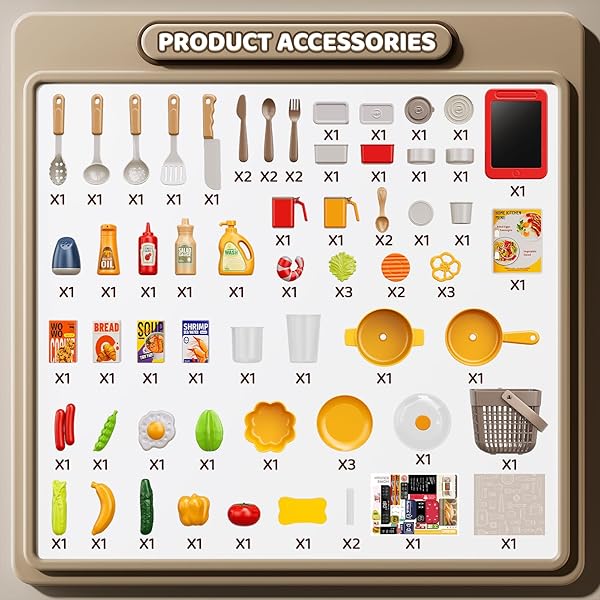 KIZONLY KIDS KITCHEN SET, 88PCS PLAY KITCHEN SET FOR TODDLERS 3-5, COOKING STOVE,TOYS ACCESSORIES WITH LIGHT AND SOUND, PRETEND KITCHEN TOYS BIRTHDAY GIFTS PLAYSET FOR GIRLS 1 2 3 4 5 YEAR OLD