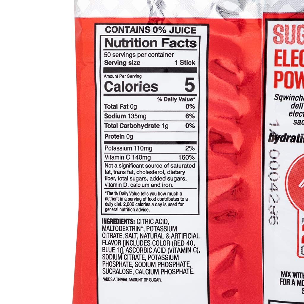 Sqwincher Zero Qwik Stik Sugar Free, Fruit Punch, .11 oz (Pack of 50): Industrial & Scientific