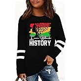 VVNTY Kids Black History Month Shirt Boys Girls Freedom Day Tee Black History Long Sleeve Tops 5-12y