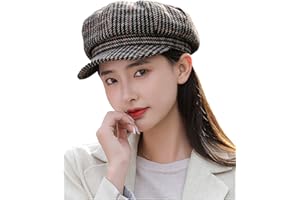 Nanwansu Women's Newsboy Cap Retro Plaid Octagonal Hat Outdoor Sun Hats Casual Cap Painter Hat for Women Paperboy Beret Caps