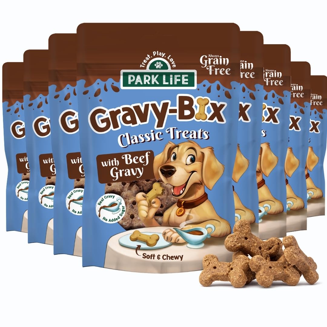 PARK LiFE - Gravy Bix Dog Biscuits Orignal Beef Dog Treat, Training Snack, Great for Puppies, 8 x 100g