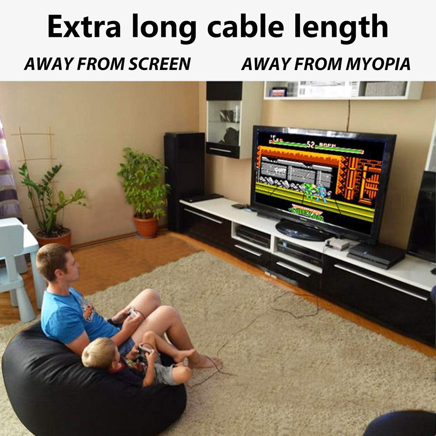 NES Classic Controller with 12FT Cable [2-Pack] for Nintendo Classic Mini Edition,NES Classic 2016,SNES Classic 2017,2 Pack Classic Mini Controllers with 2 Set Conductive Adhesive Pads - Wired Joypad: Computers & Accessories