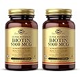 SOLGAR Biotin 5000 mcg - 50 Vegetable Capsules, Pack of 2 - Supports Healthy Skin, Nails & Hair - Non-GMO, Vegan, Gluten Free, Dairy Free, Kosher - 100 Total Servings